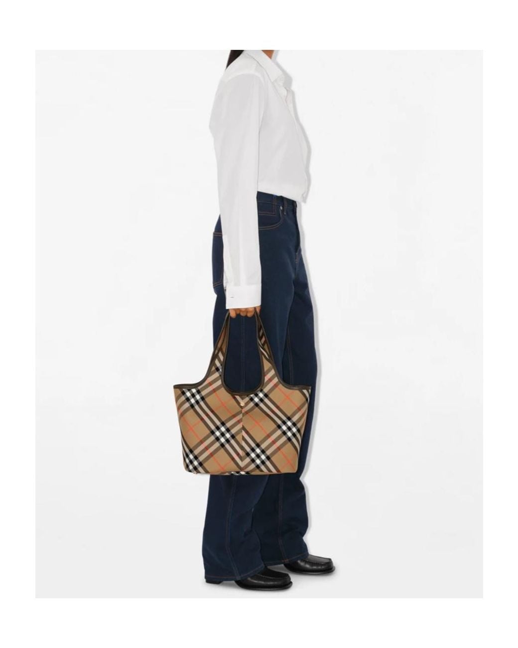 Burberry Metallic Small Checked Top Handle Bag