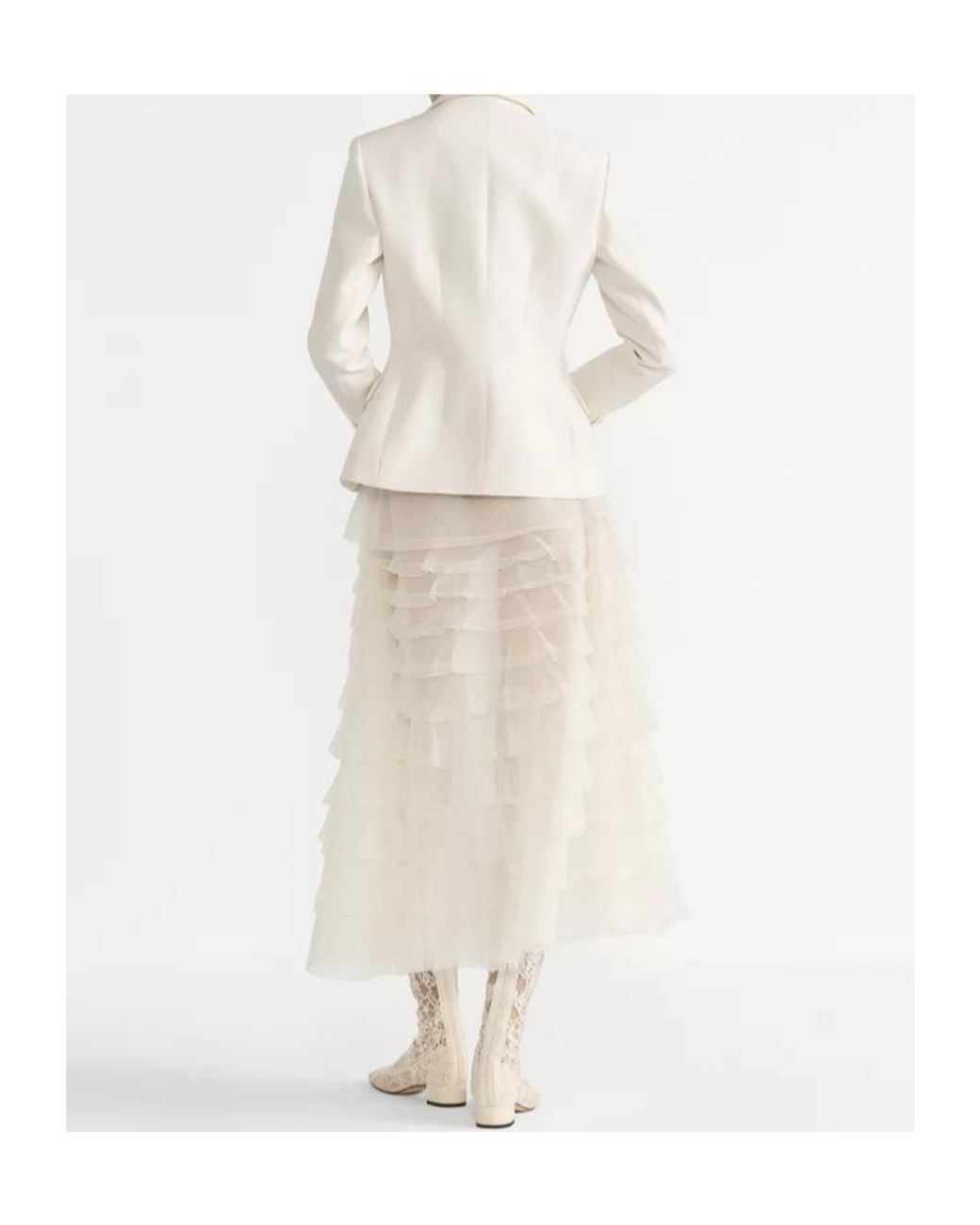 Dior White Christian Mid-Length Ruffled Skirt