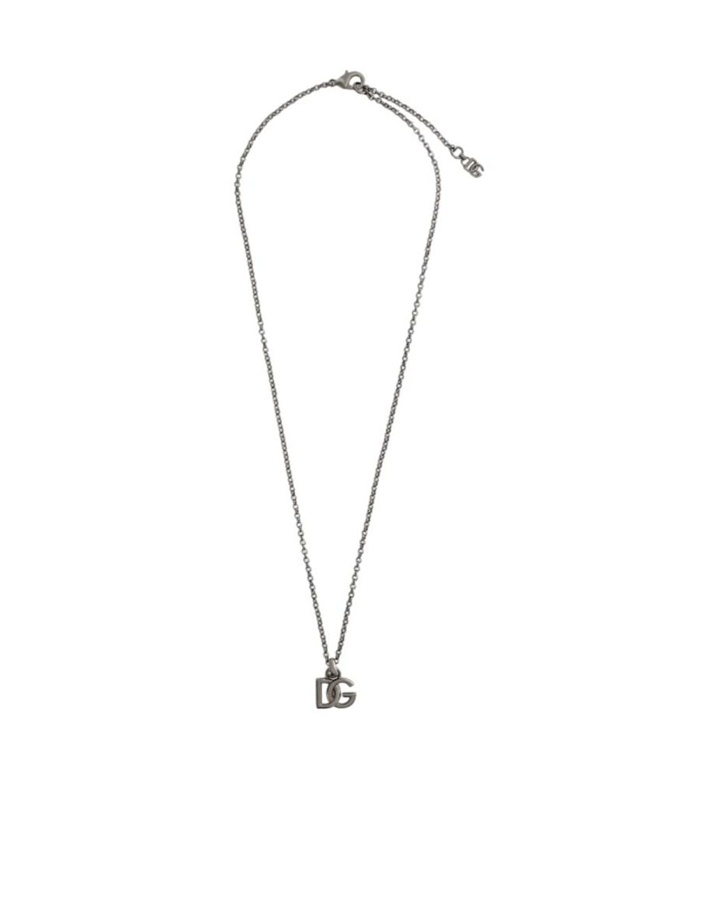 Dolce & Gabbana White Dg Logo Necklace for men