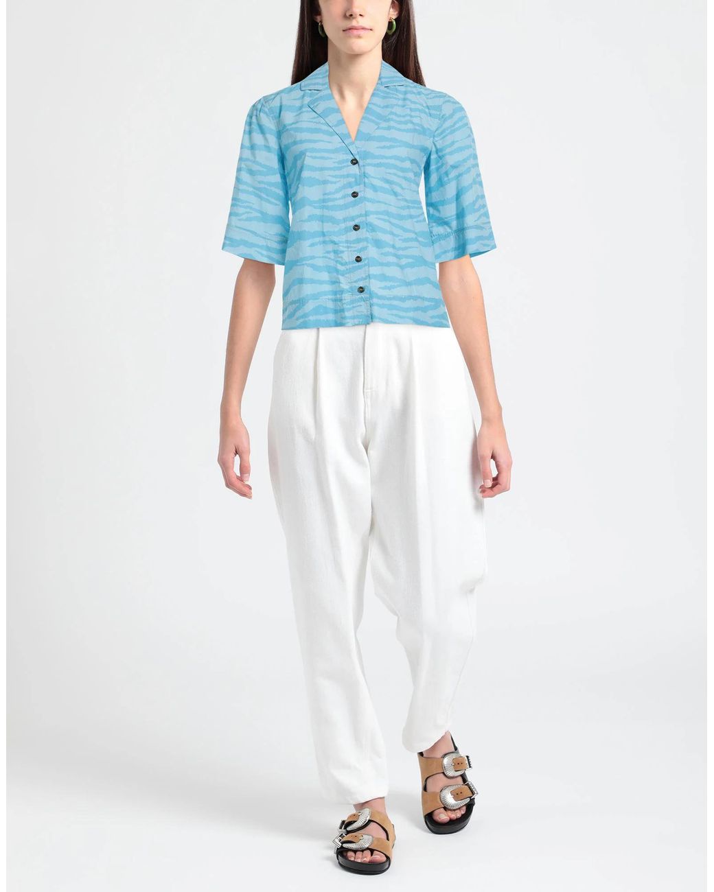 Ganni Blue Two-Tone Shirt