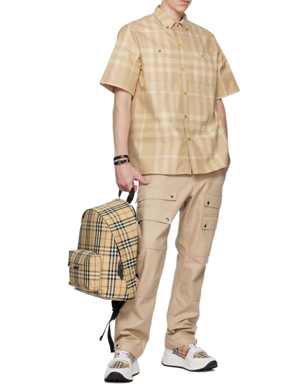 Burberry White Vintage Check-Pattern Sneakers for men