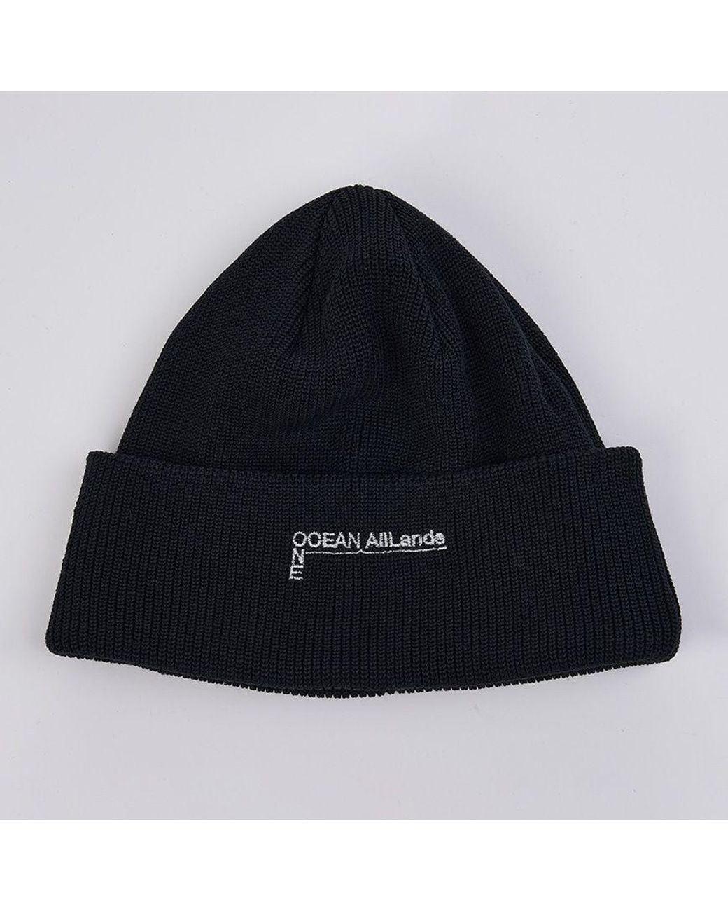 Nanamica Blue Ribbed Knit Hat for men