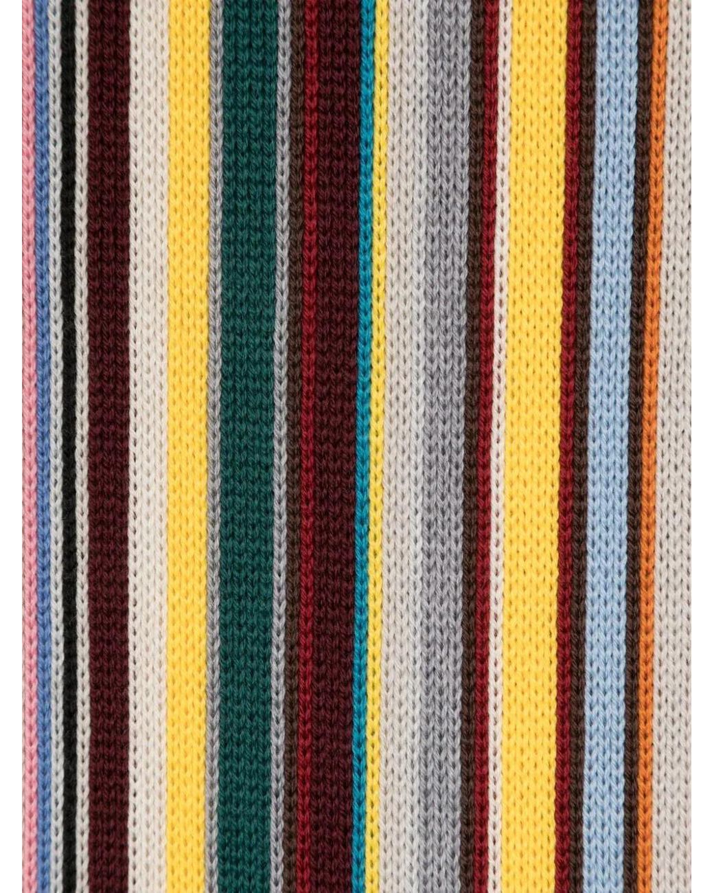Paul Smith White Scarf With Stripe Pattern for men