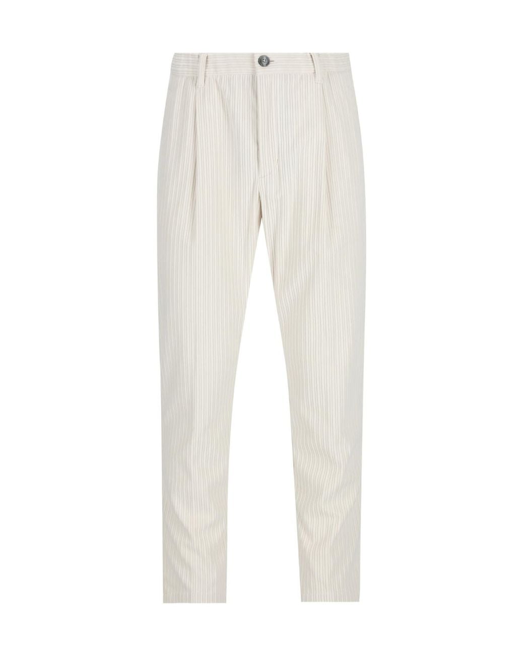 Herno White Corduroy Pleated Pants for men