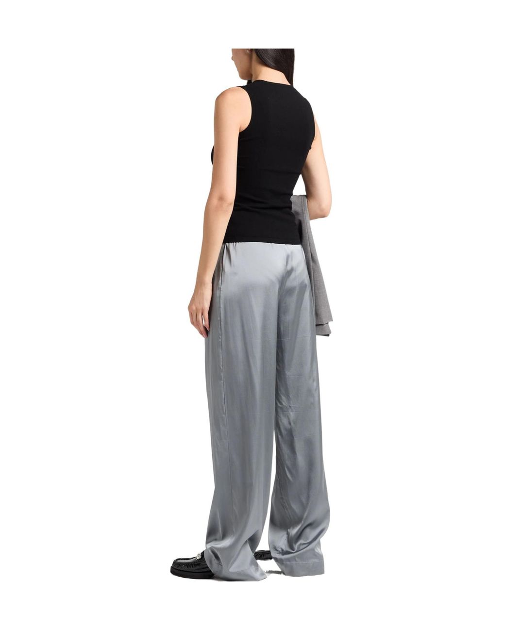 Jacquemus Gray Solid-Color Satin Trousers