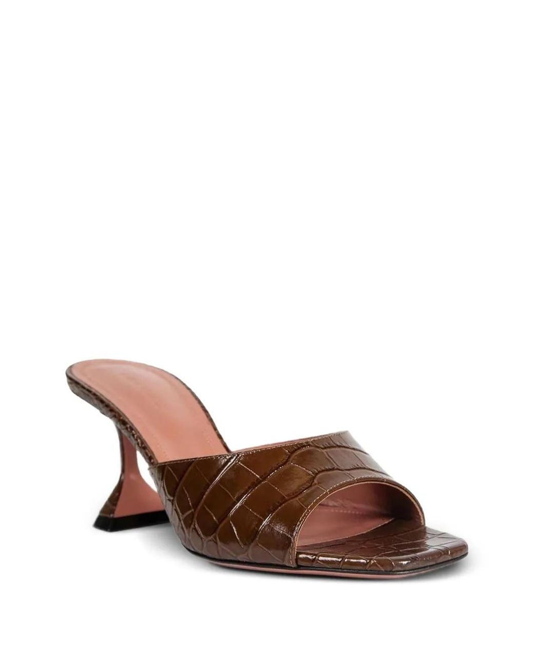 AMINA MUADDI Brown Imitation Crocodile Pattern Mules