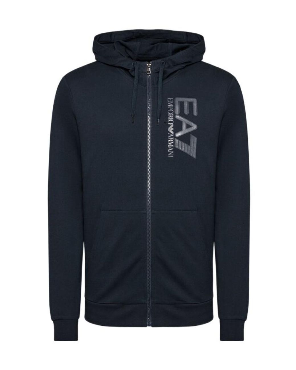 EA7 Blue Midnight Logo With Hat Casual Coat for men