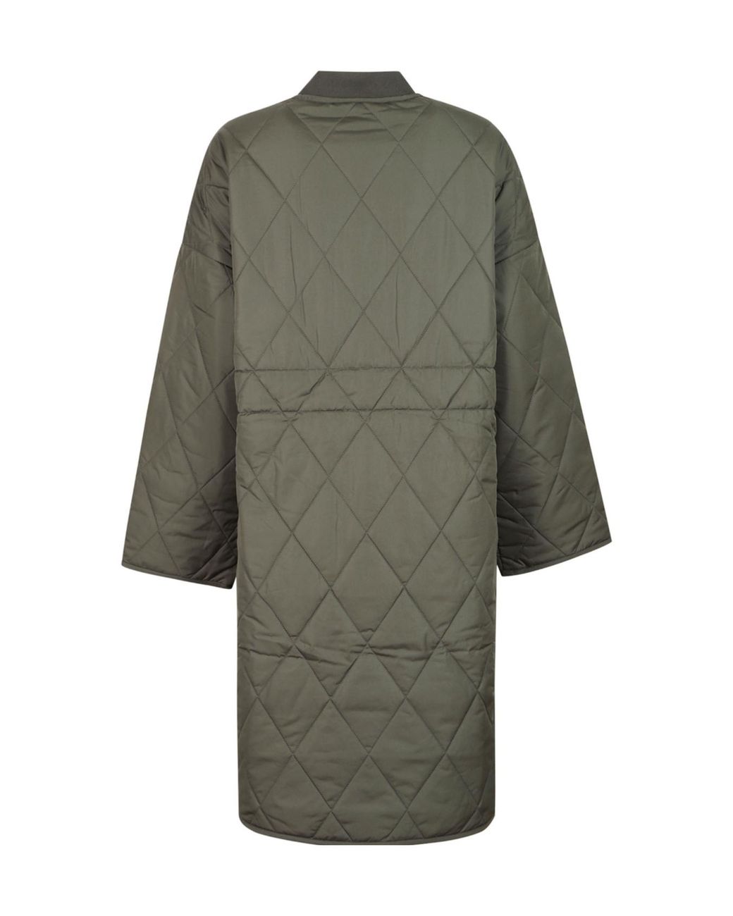 Barbour Green Button-Up Quilted Long Coat