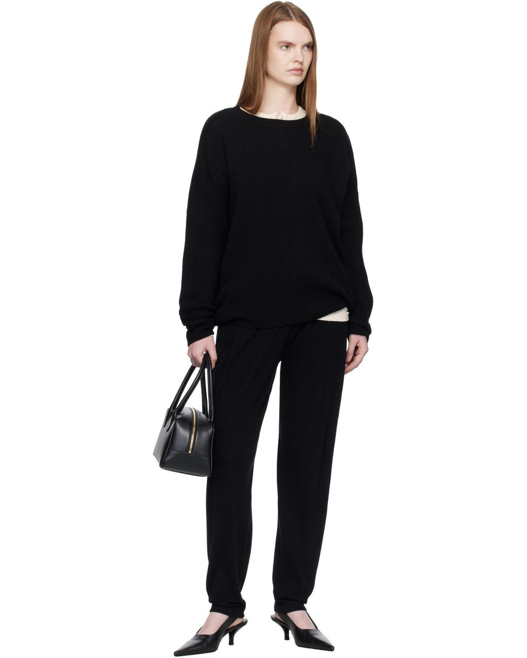 Lisa Yang Black Mila Crew Neck Knitted Sweater