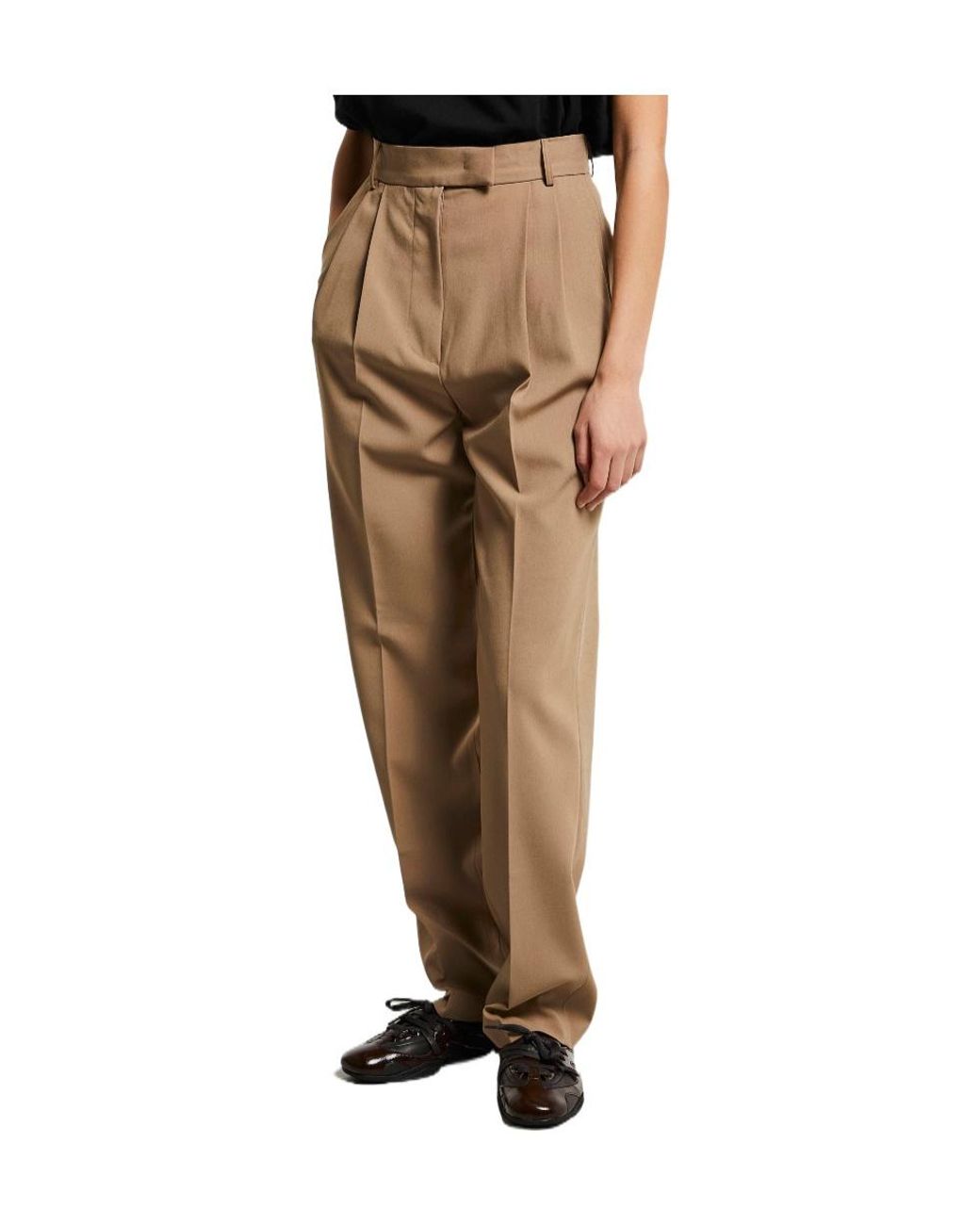 Frankie Shop Natural Pleated Suit Trousers