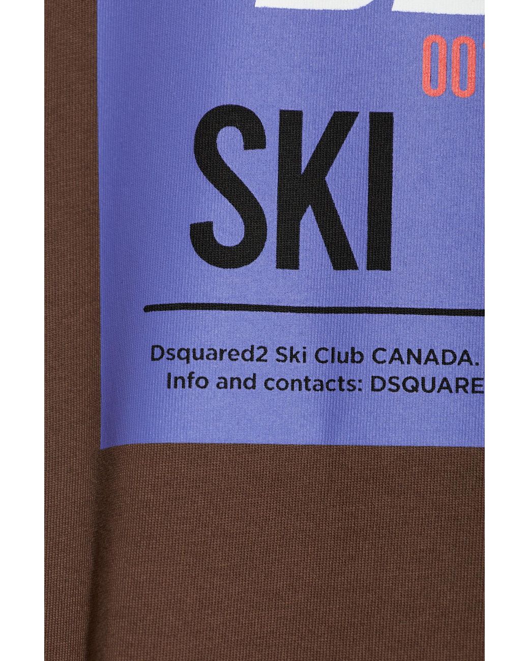 DSquared² Brown Ski Club Print T-Shirt for men