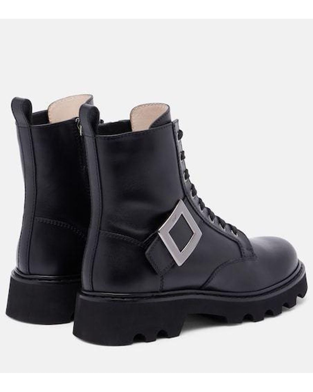 Roger Vivier Black Rangers Leather Ankle Boots