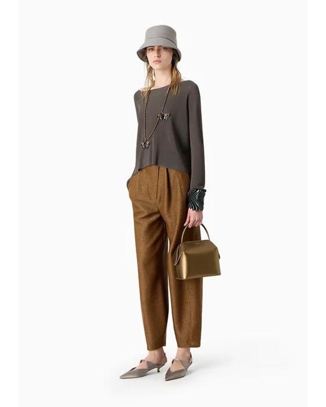 Giorgio Armani Gray Boat-Neck Jumper