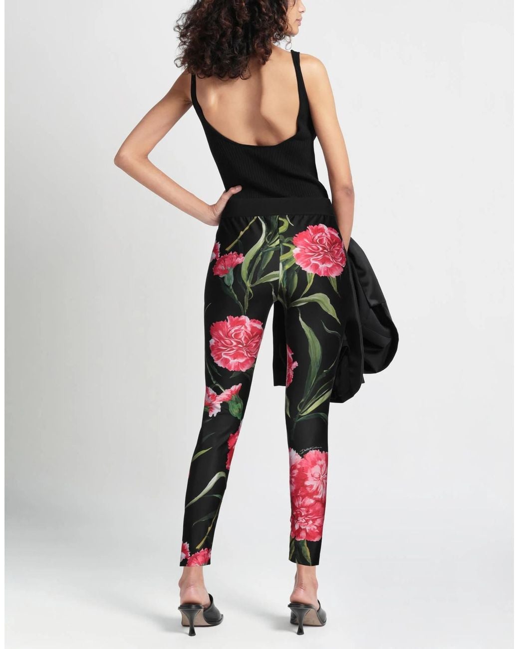 Dolce & Gabbana Red Floral-Print Leggings