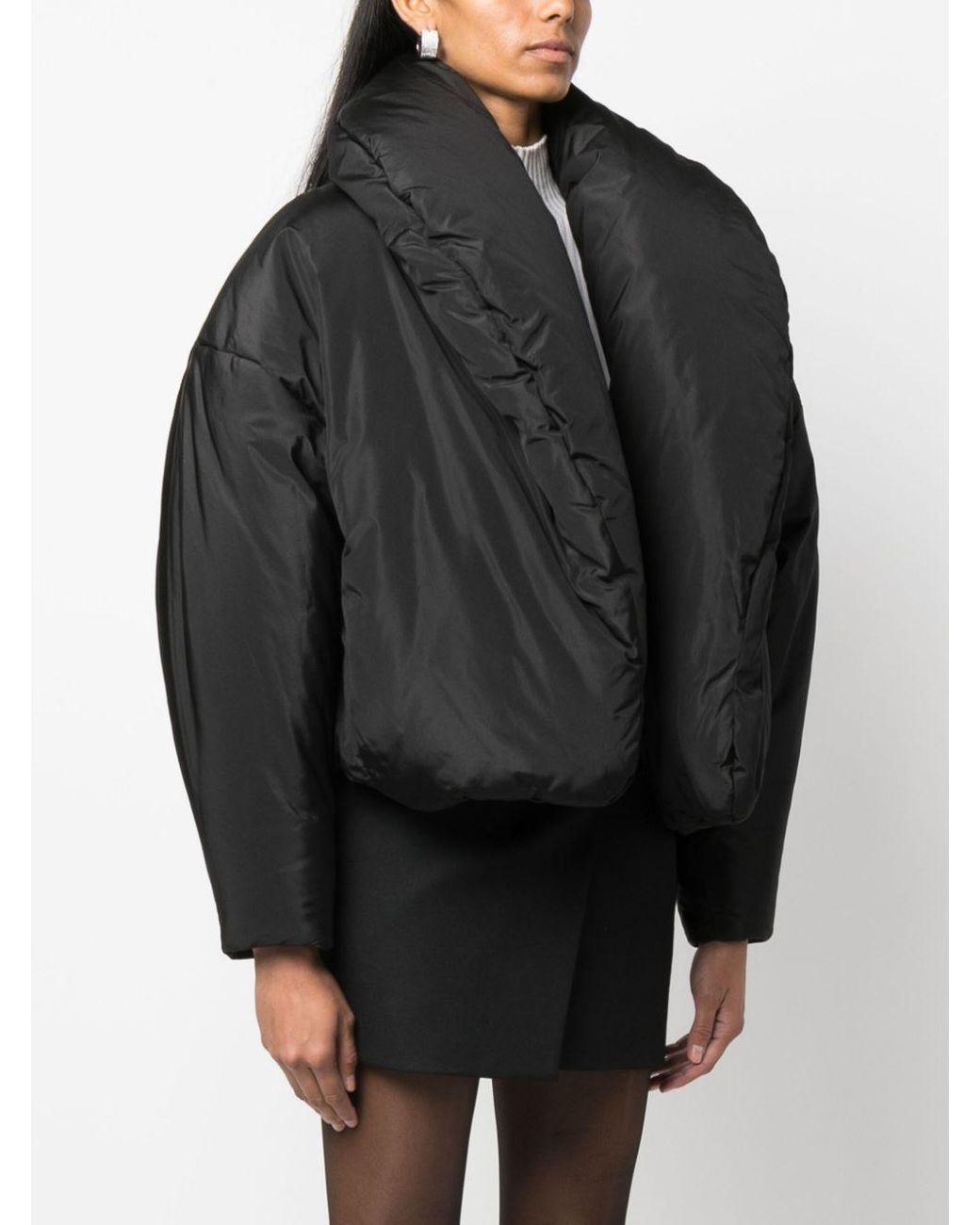 Saint Laurent Black Cropped Puffer Jacket