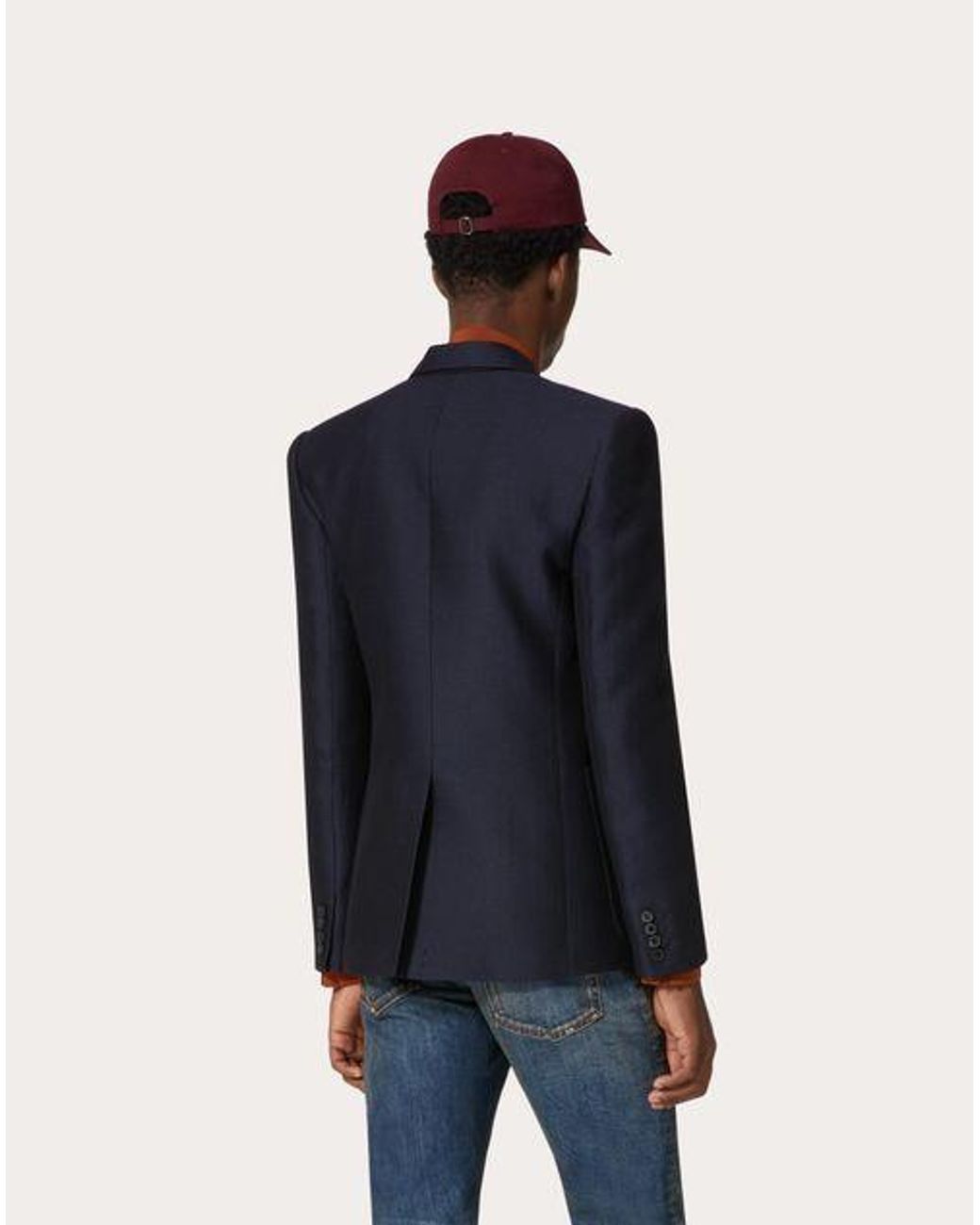 Valentino Blue Single-Breasted Long-Sleeved Blazer for men