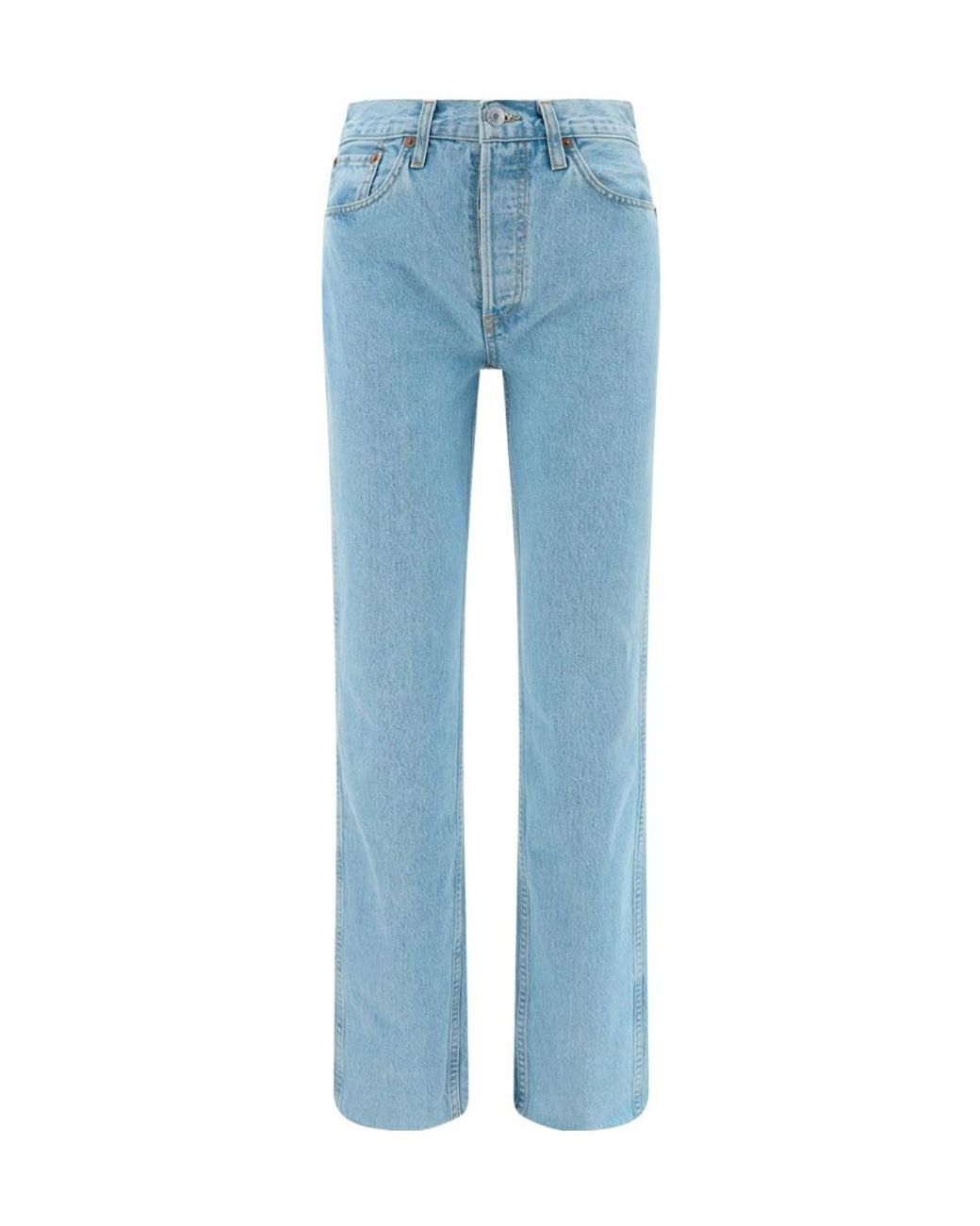 Re/done Blue High-Rise Straight-Leg Jeans