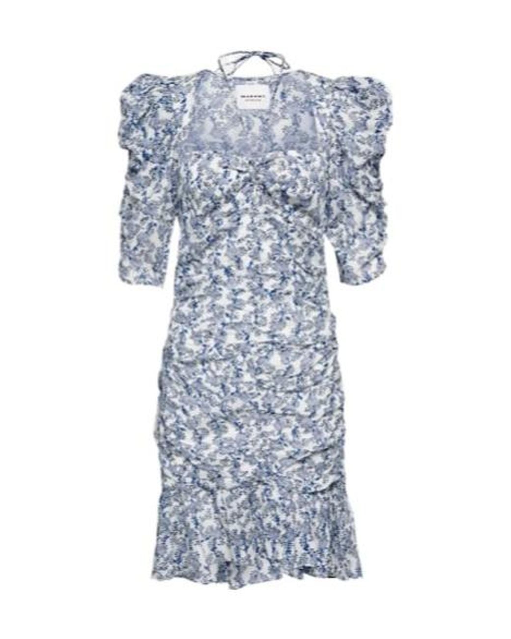 Isabel Marant Blue Galdino Floral Cotton Minidress