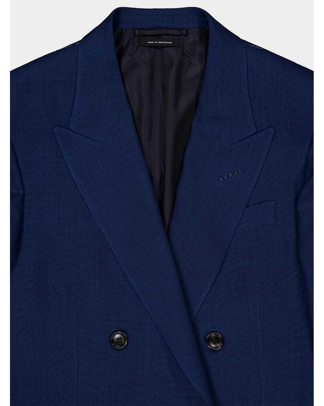 Tom Ford Blue Double-Breasted Wool Blazer for men