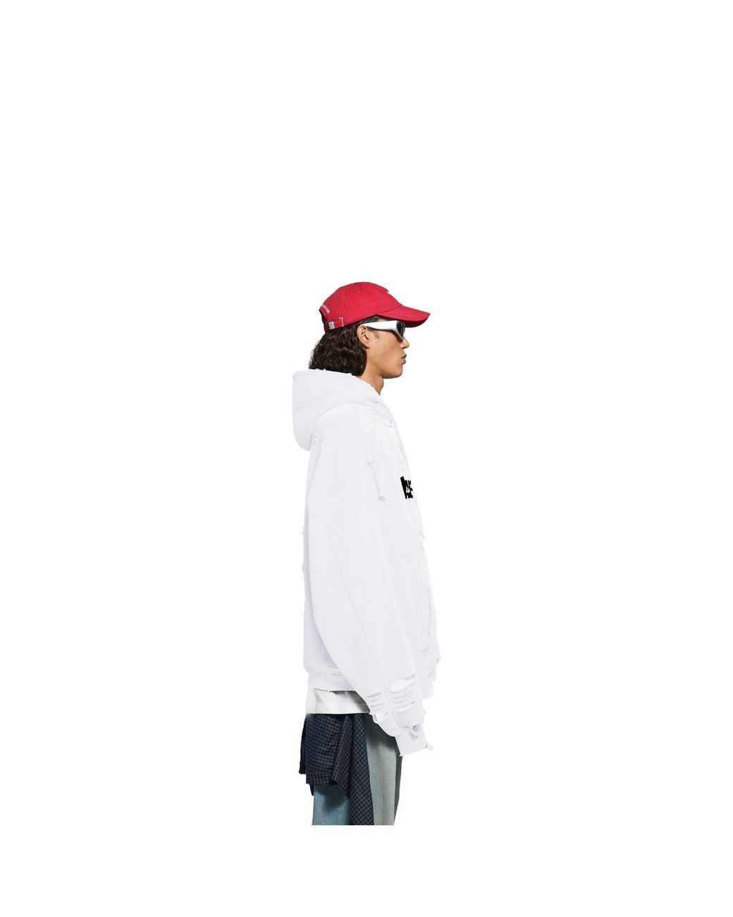 Balenciaga White Hoodie Caps Destroyed for men