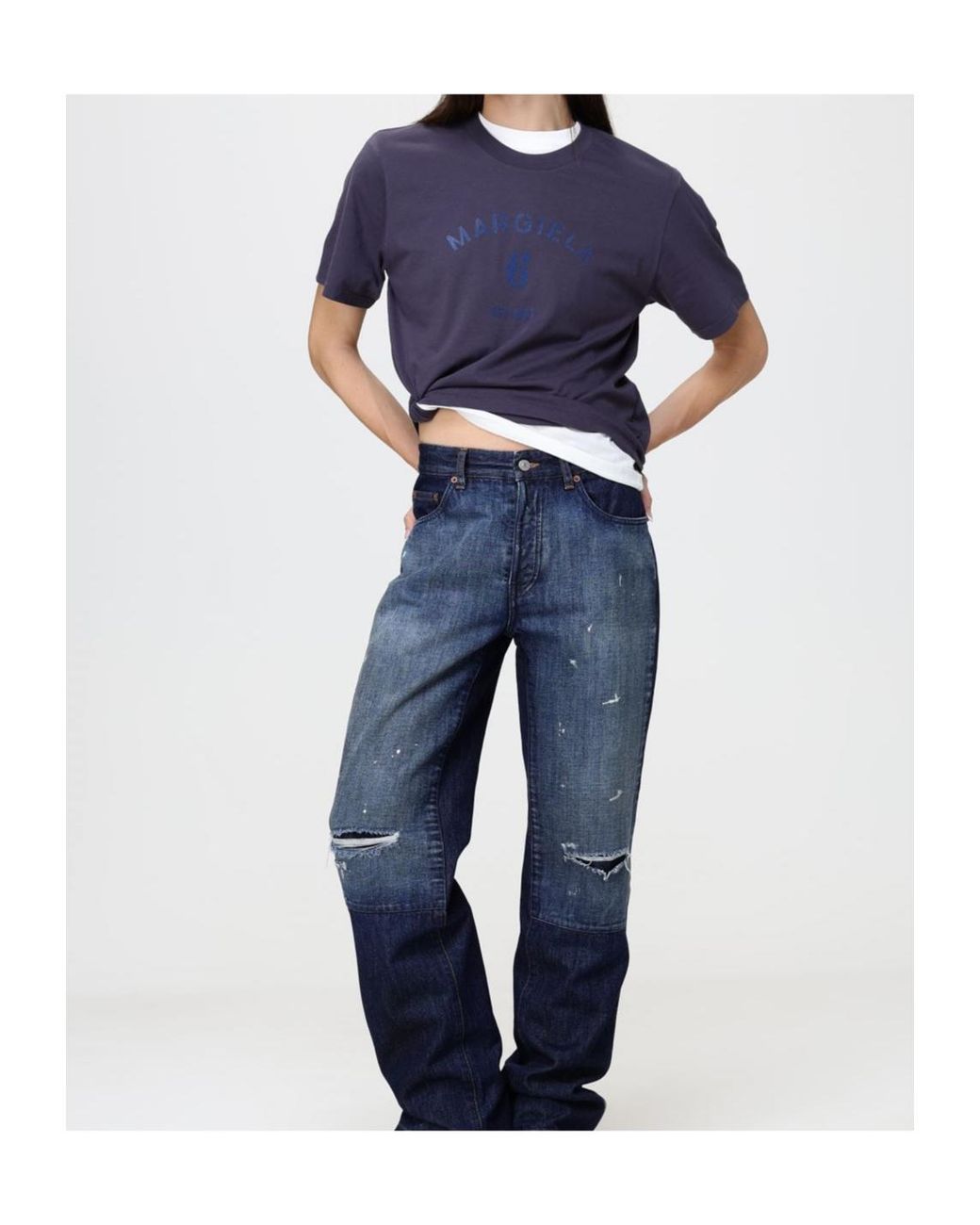 MM6 by Maison Margiela Blue Short Sleeve Crewneck T-Shirt