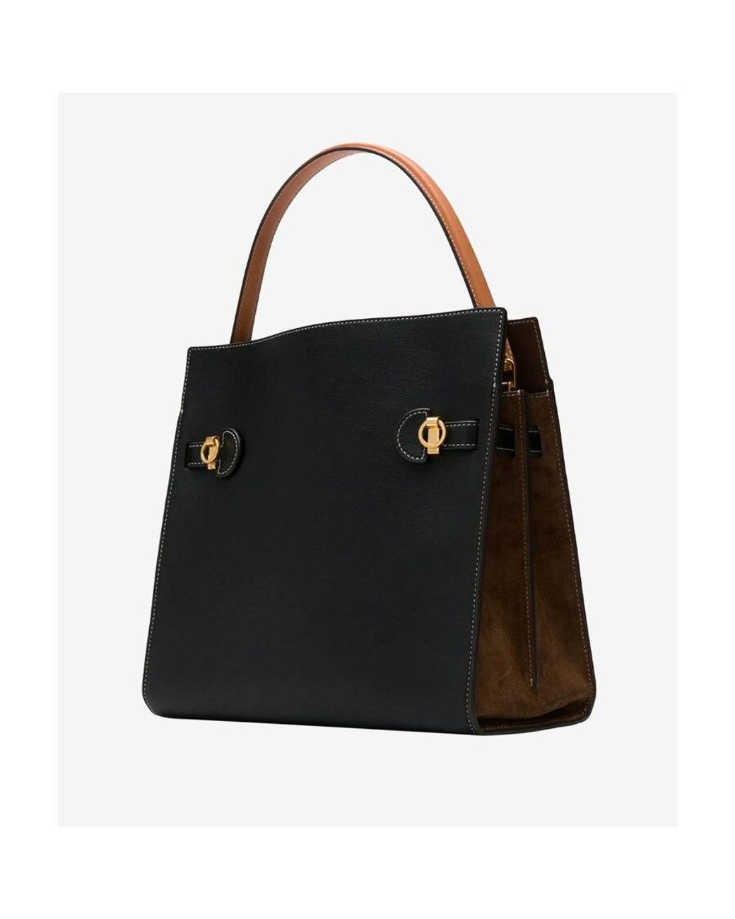 Tory Burch Black Lee Radziwill Layered Small Tote Bag