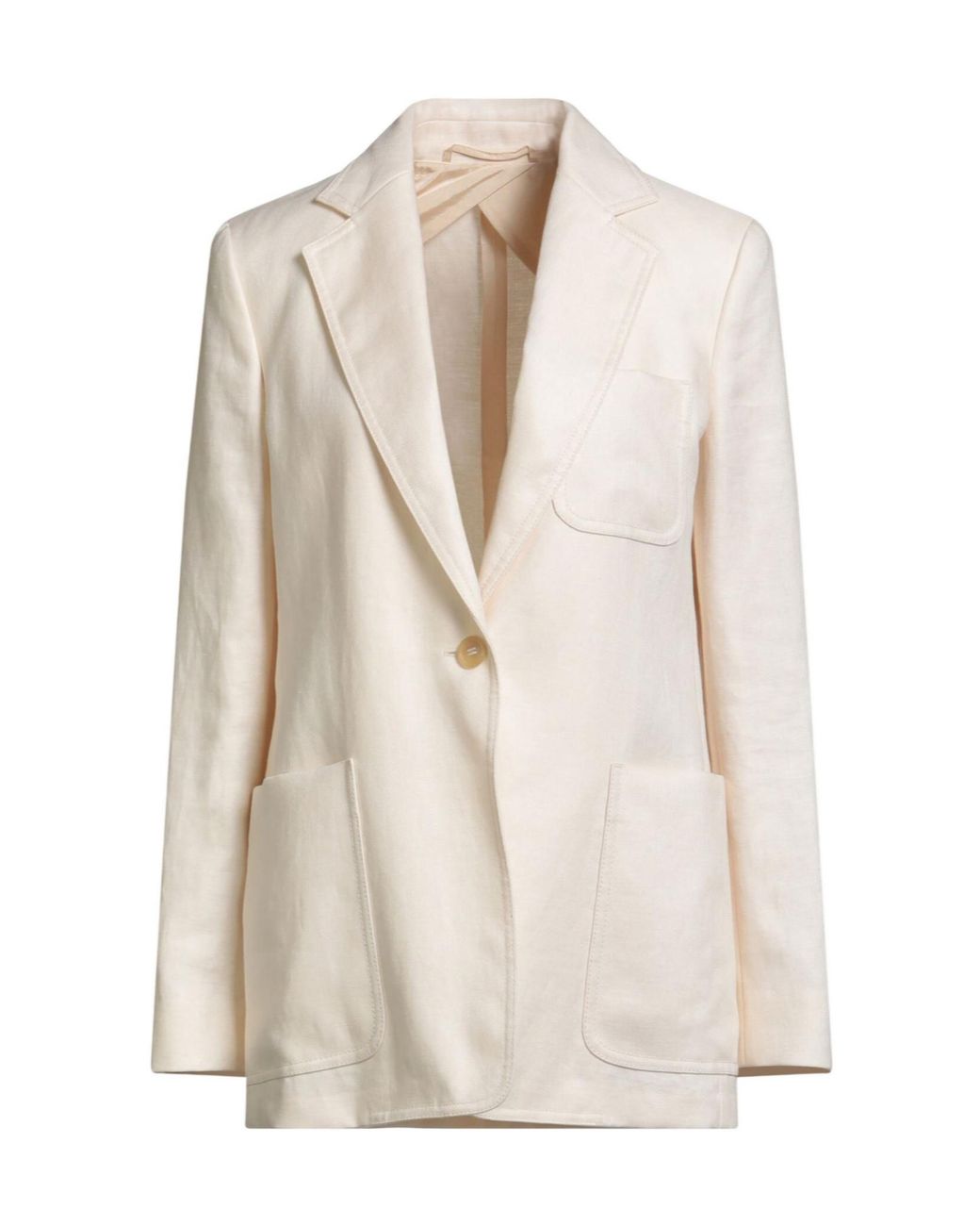 Max Mara White Simple Solid-Colored Blazer