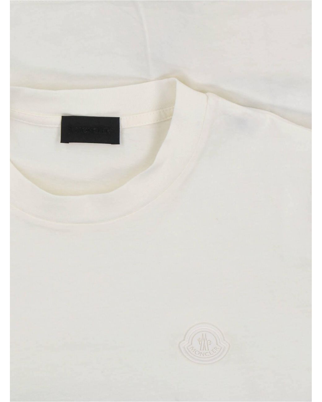 Moncler White Silicone Logo Patch T-Shirt