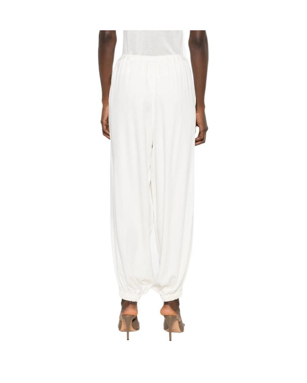 Frankie Shop White Elastic Waist Casual Pants