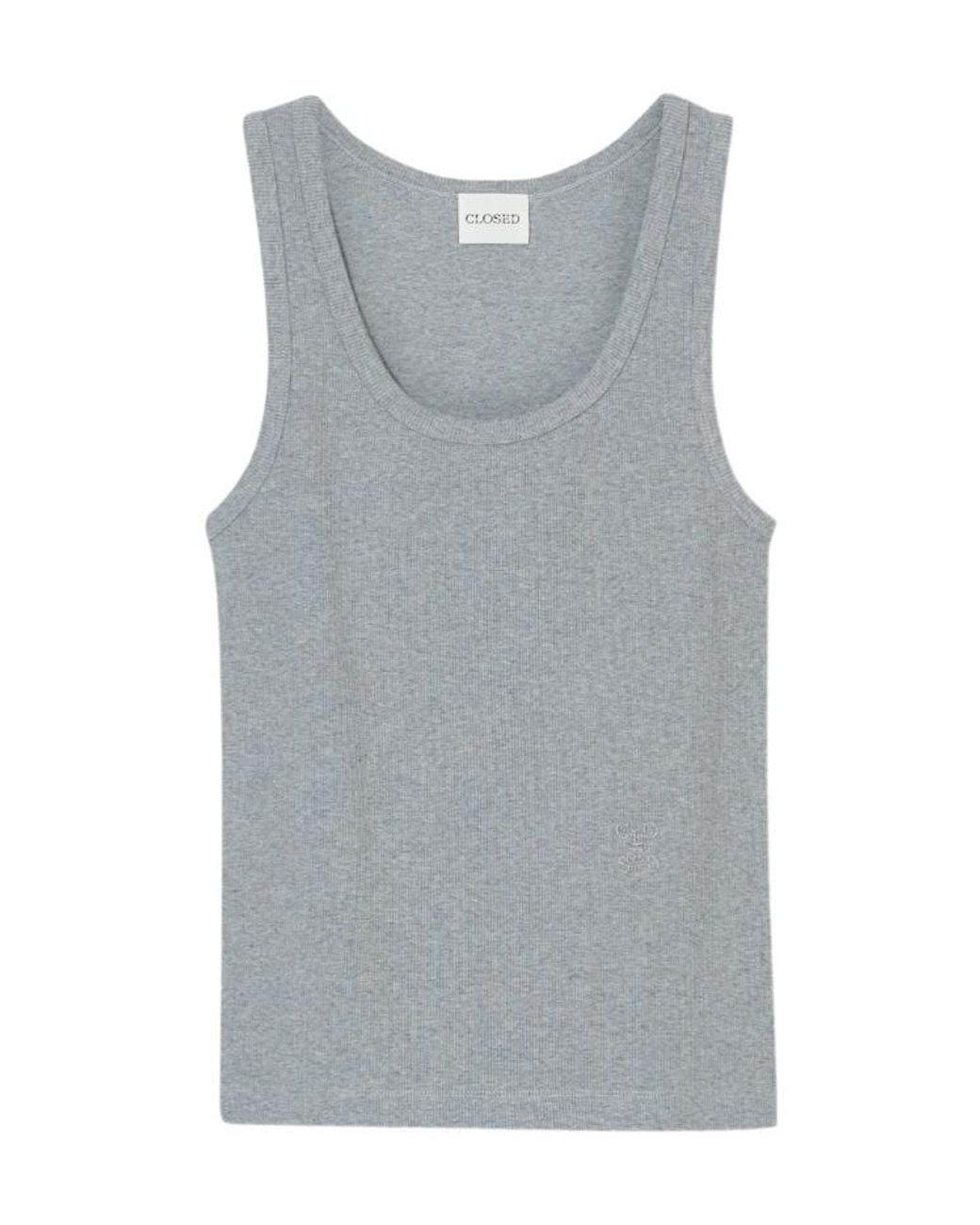 Closed Gray Ribbed Tank Top