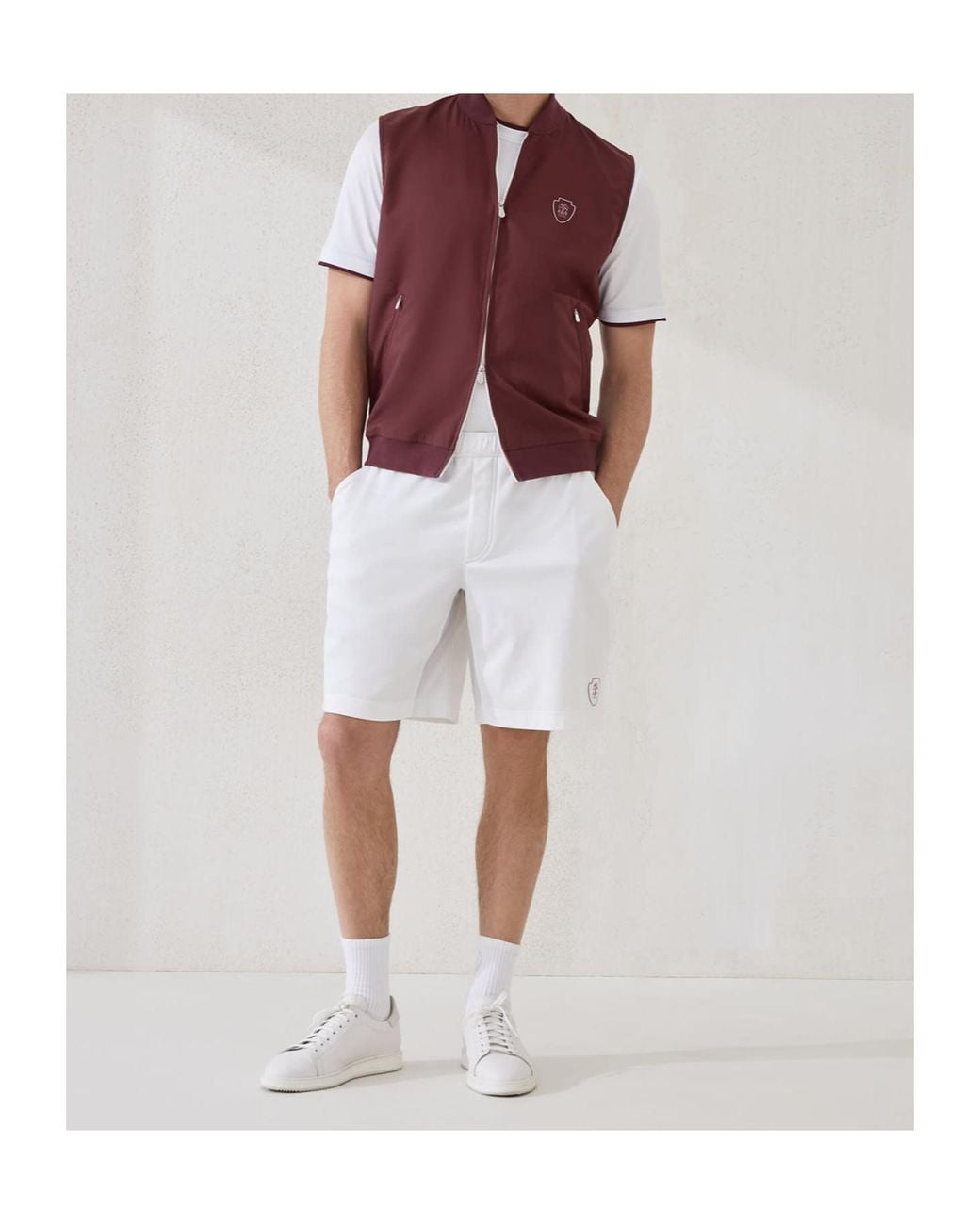 Brunello Cucinelli Red Zip-Front Logo Vest for men