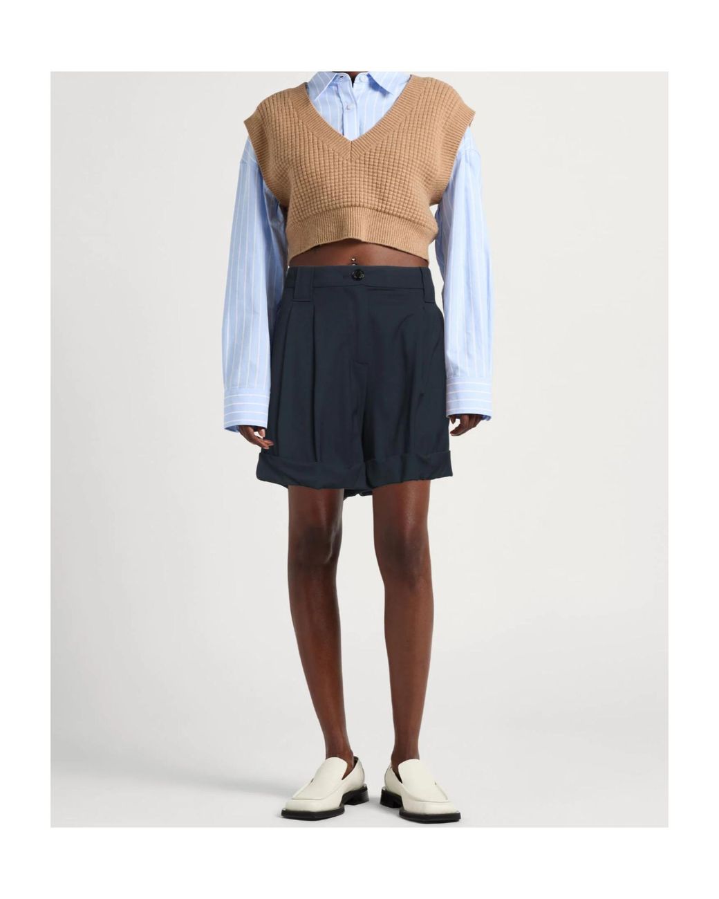 Ganni Blue High-Waisted Cargo Shorts