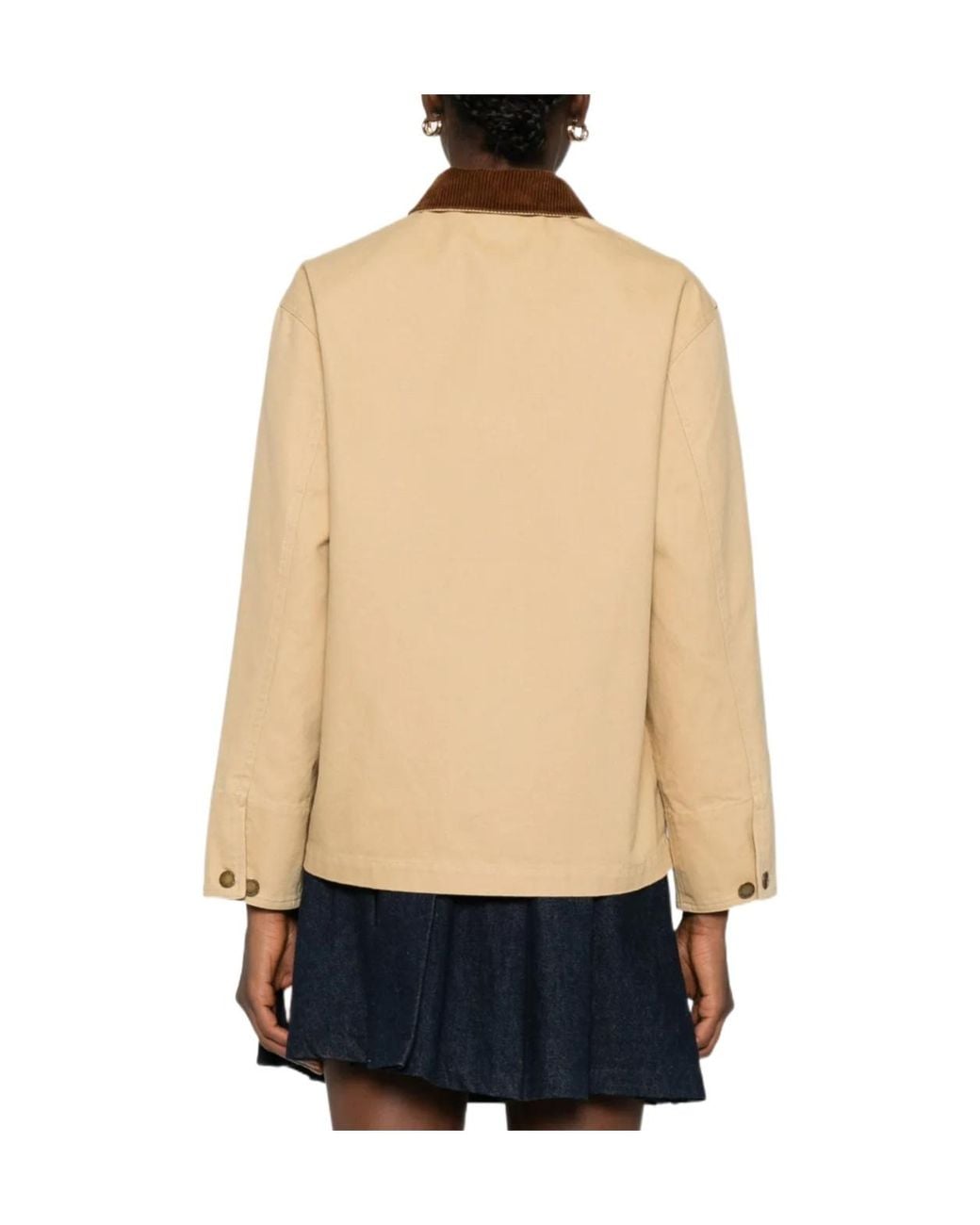 Sporty & Rich Natural Gaia Corduroy-Collar Jacket