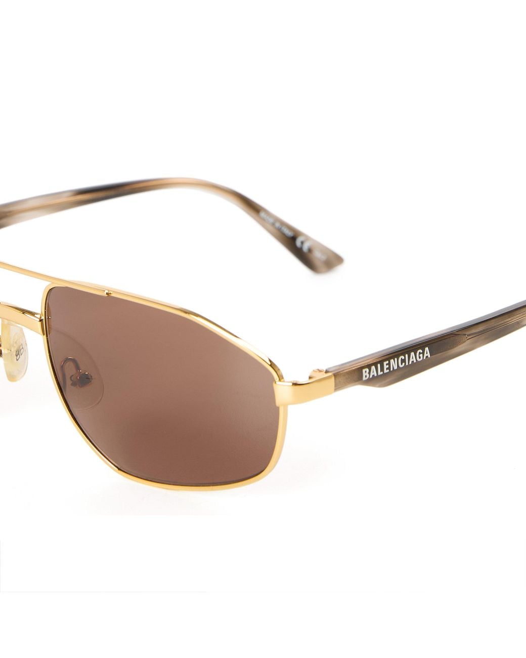 Balenciaga White Rectangular Aviator Sunglasses for men