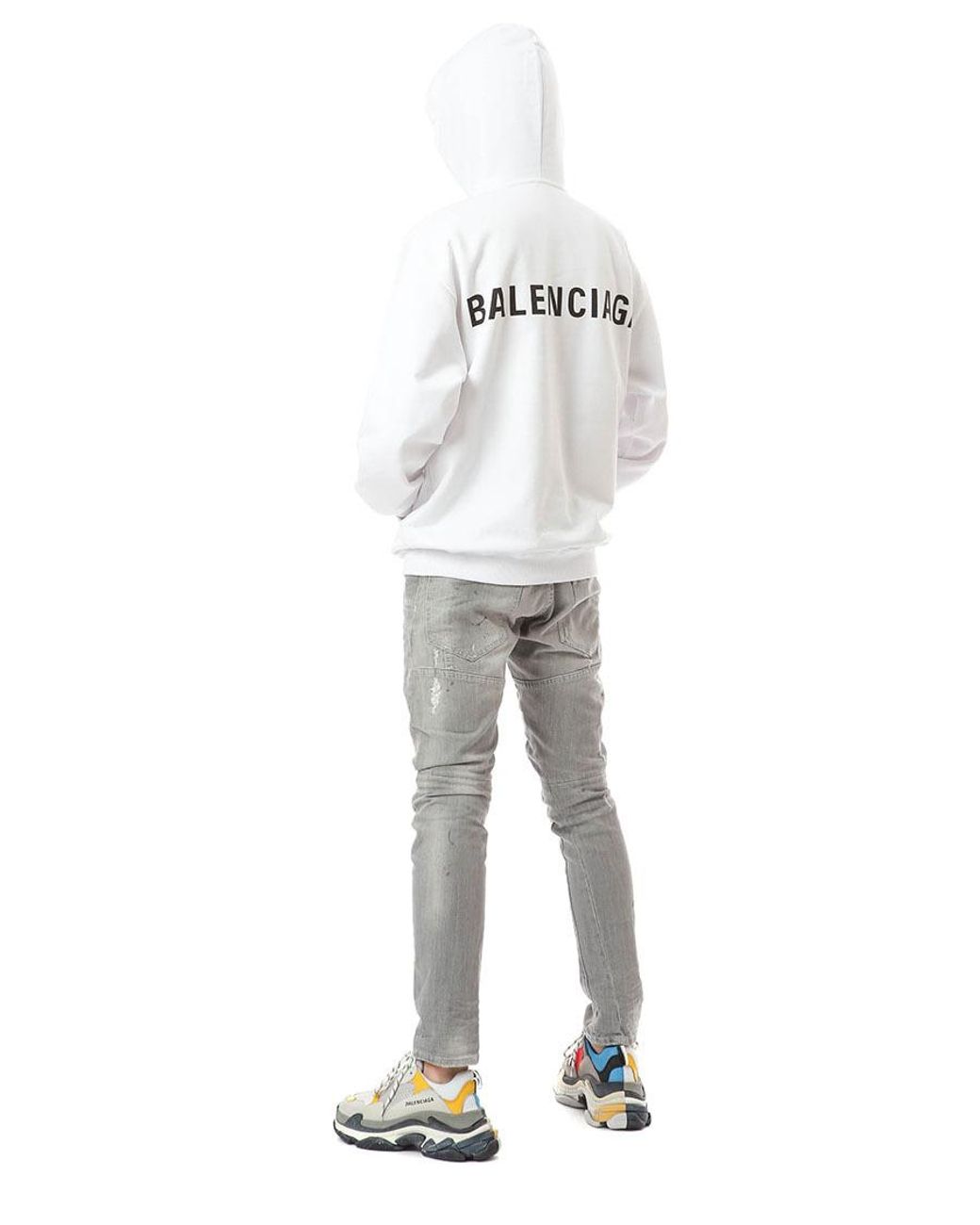 Balenciaga White Felpa Con Cappuccio