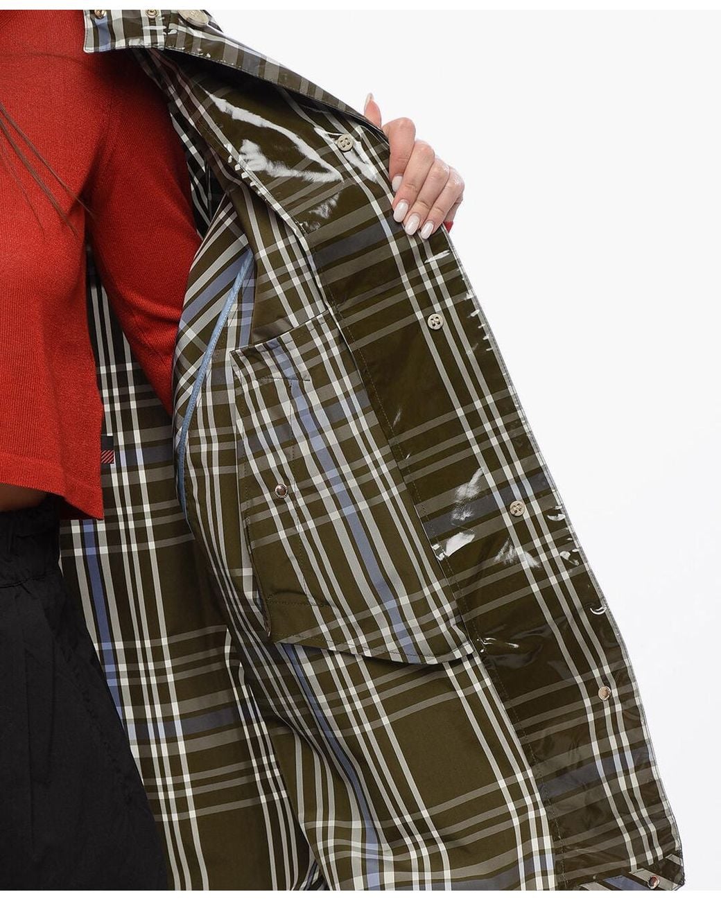 Woolrich Green Hawthorn Check-Pattern Cape