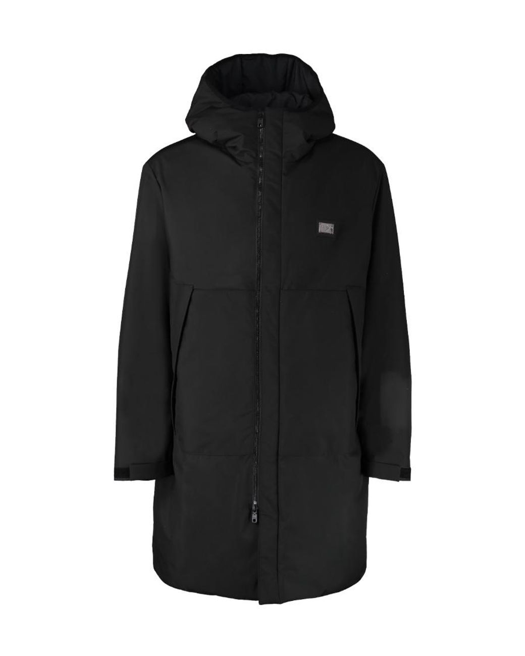 Dolce & Gabbana Black Logo Plaque Hooded Parka for men