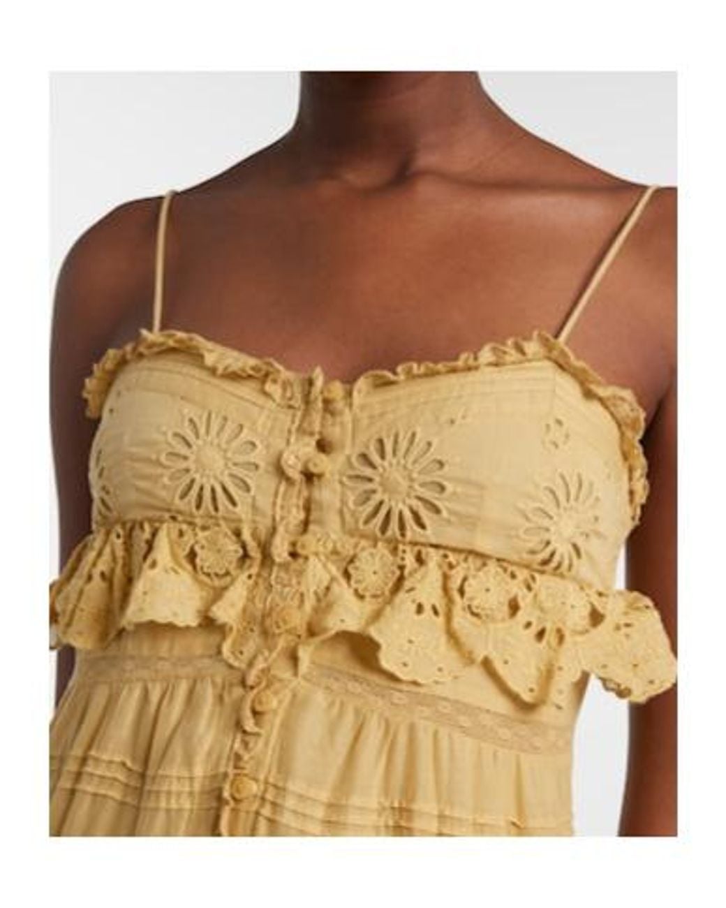 Isabel Marant Metallic Paule Lace-Trimmed Cotton Maxi Dress