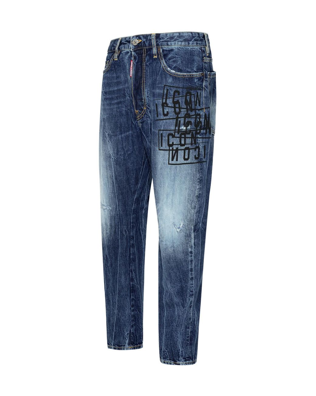 DSquared² Blue Icon Printed Straight-Leg Jeans for men
