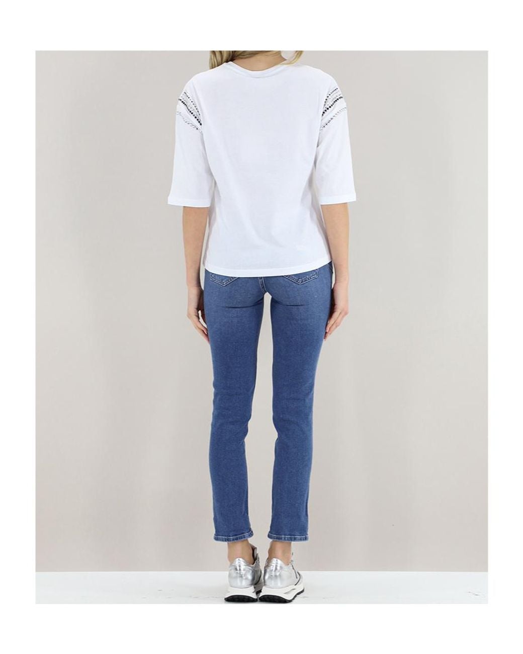 Liu Jo Blue Embellished Neckline T-Shirt