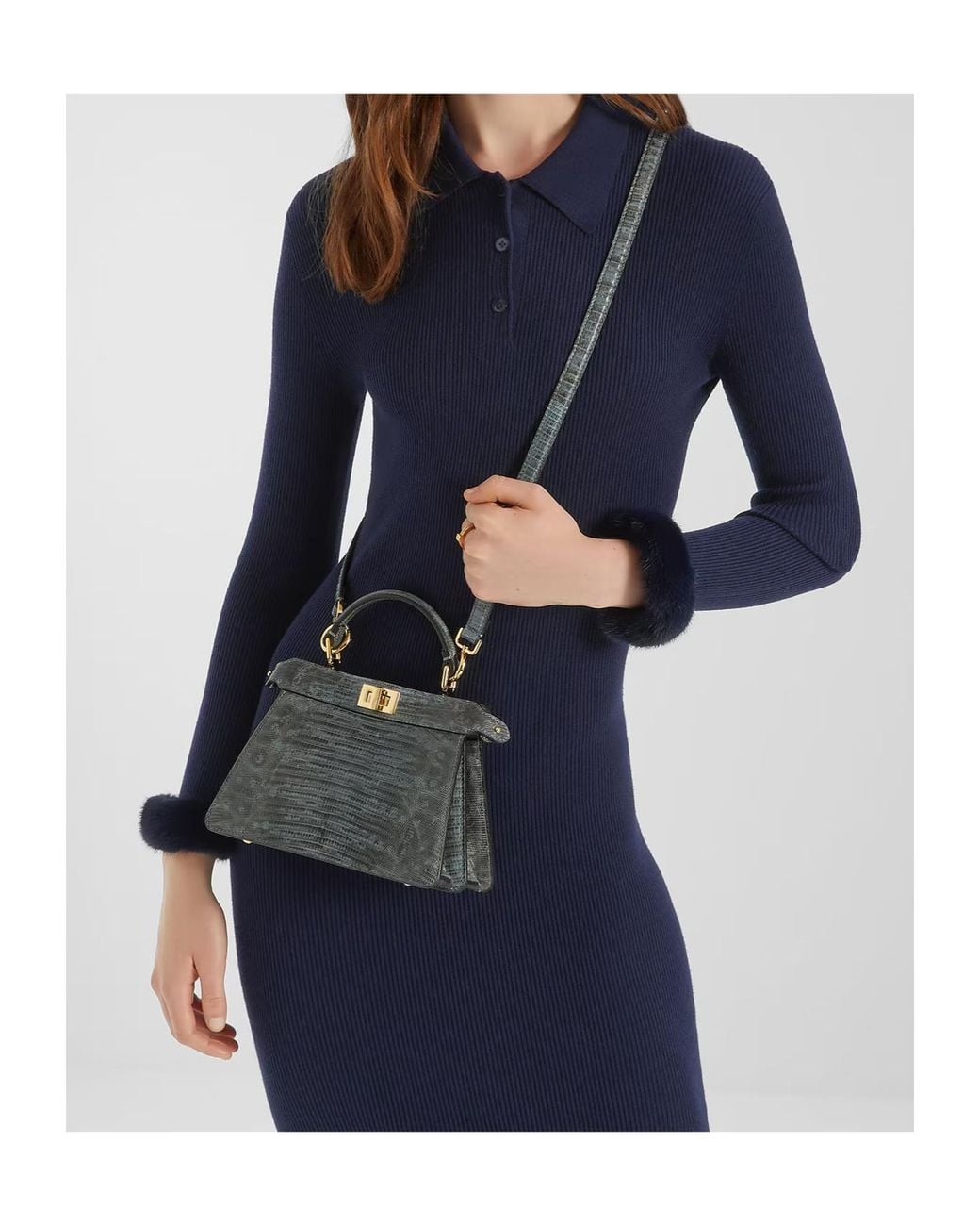 Fendi Blue Peekaboo Iseeu Petite Shoulder Bag