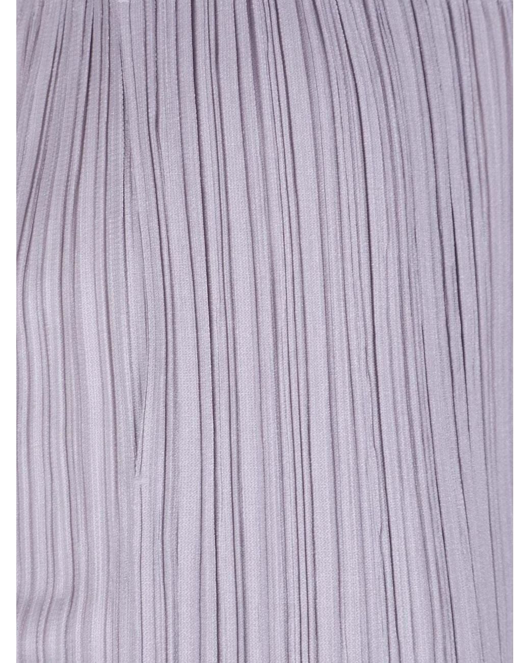 Pleats Please Issey Miyake Purple Casual Pants With An Elastic Waistband