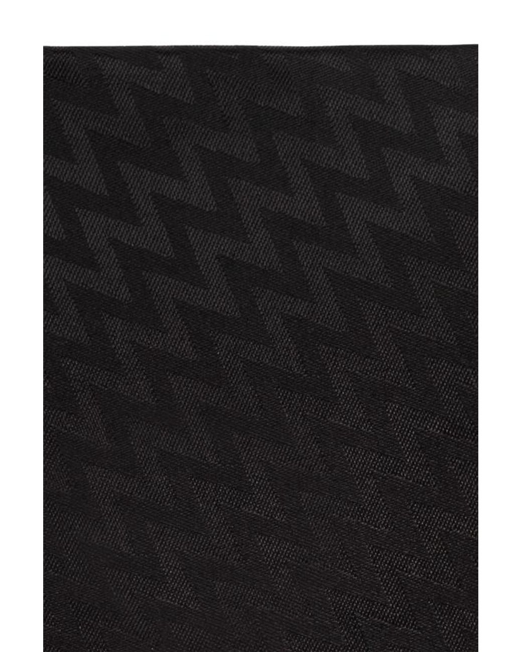 Lanvin Black Logo-Jacquard Frayed Edge Scarf
