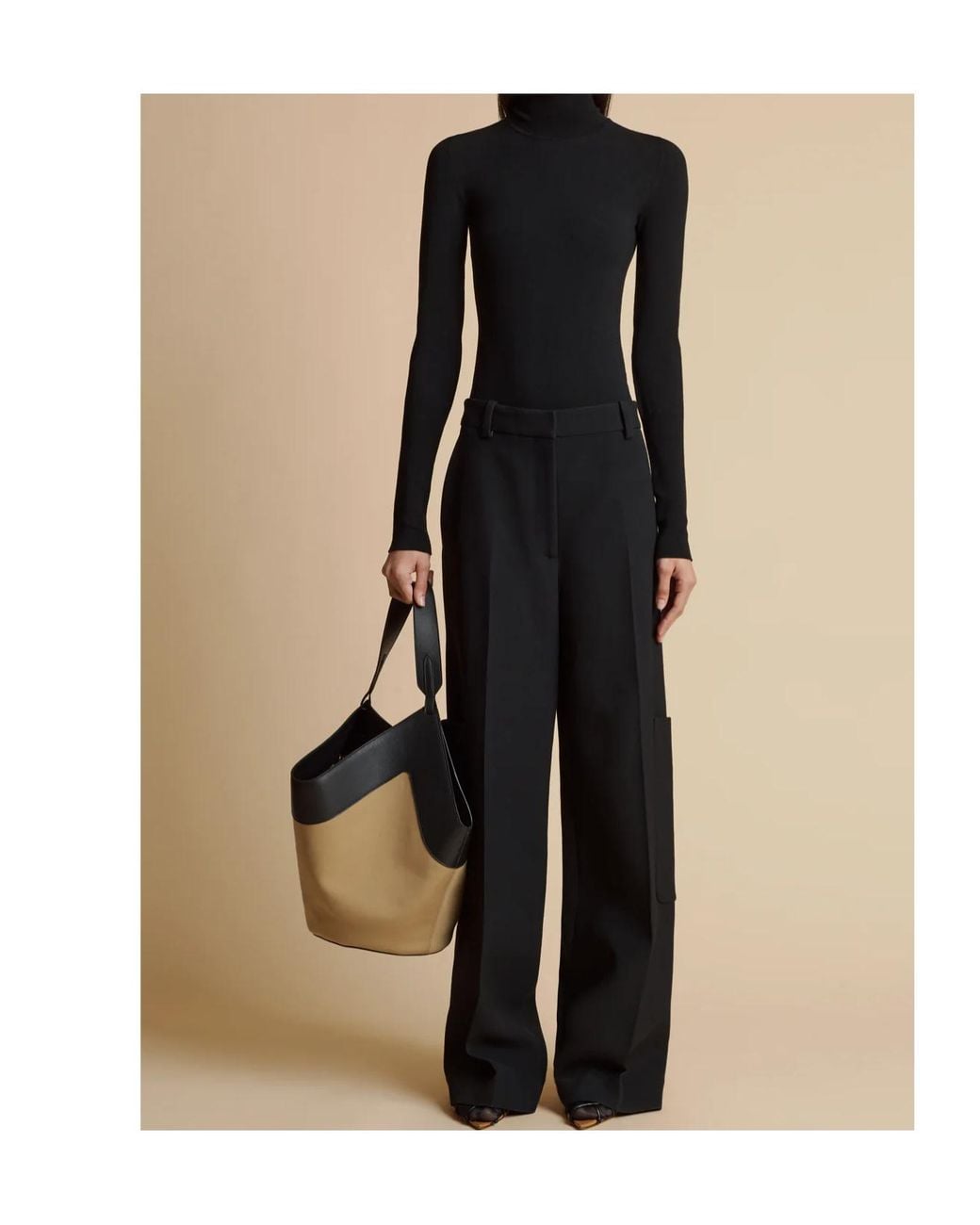 Khaite Black Caiton High-Waisted Straight Leg Trousers