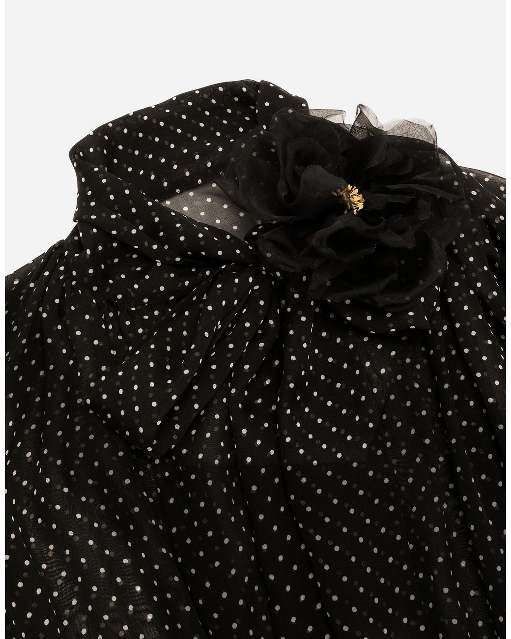Dolce & Gabbana Black Polka-Dot Print Maxi Dress