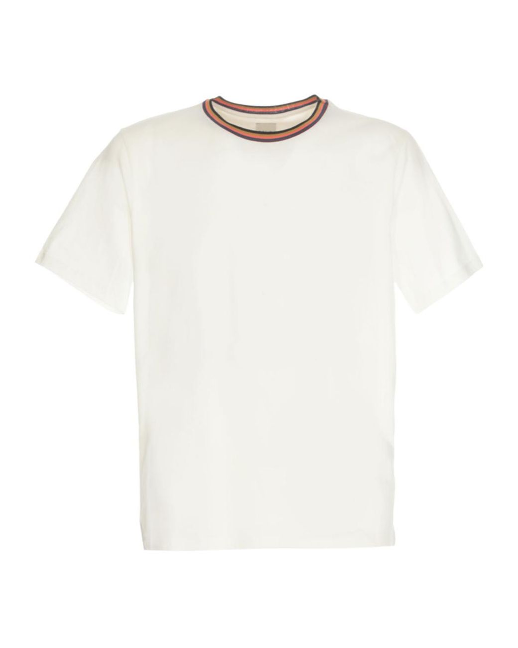 Paul Smith White Artist Stripe Collar T-Shirt for men