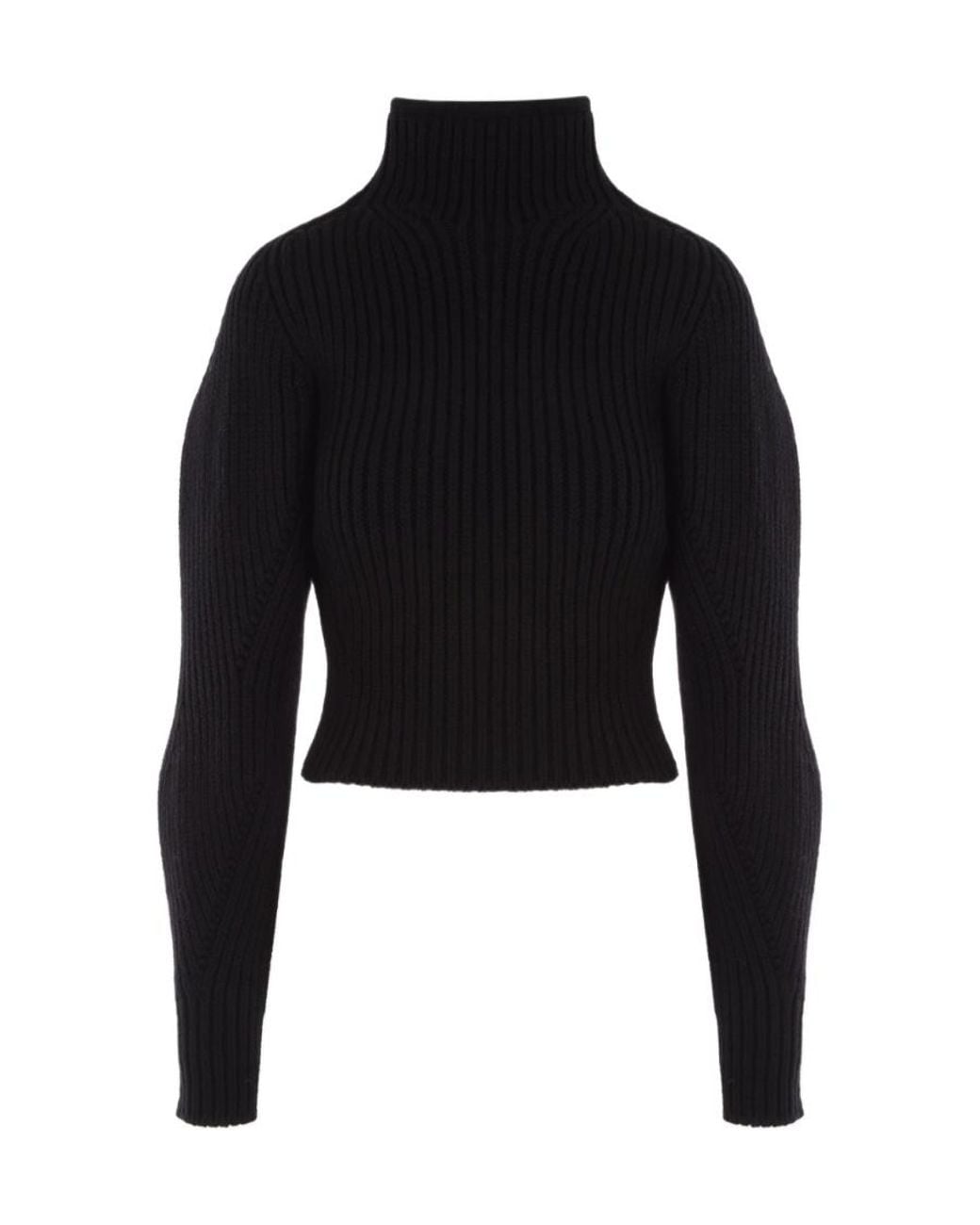 Alaïa Black Alaïa High Neck Drop Shoulder Jumper