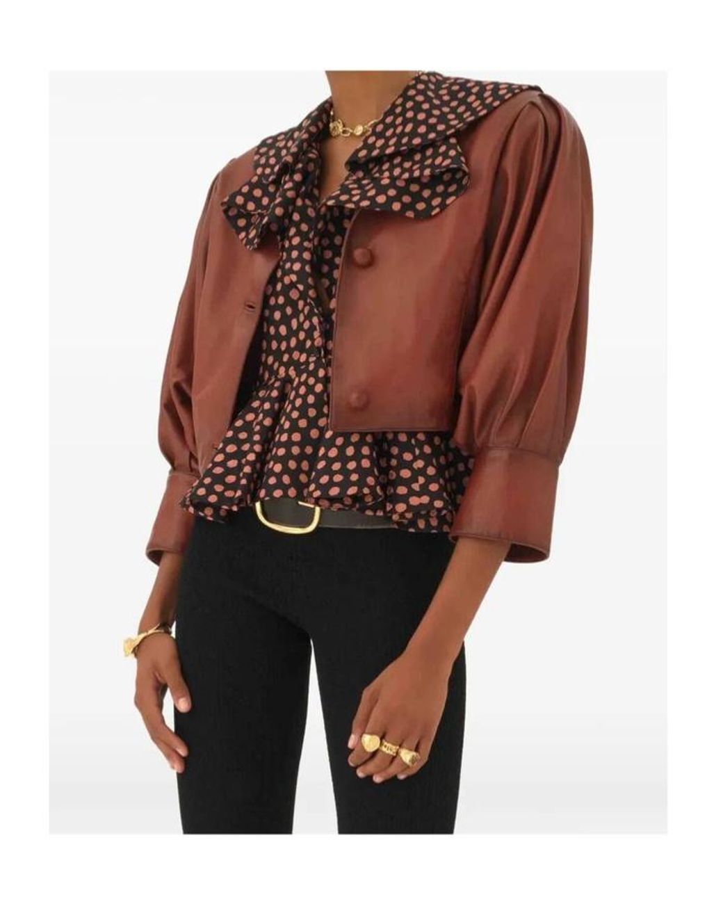 Chloé Red Chloé Collarless Leather Cropped Jacket