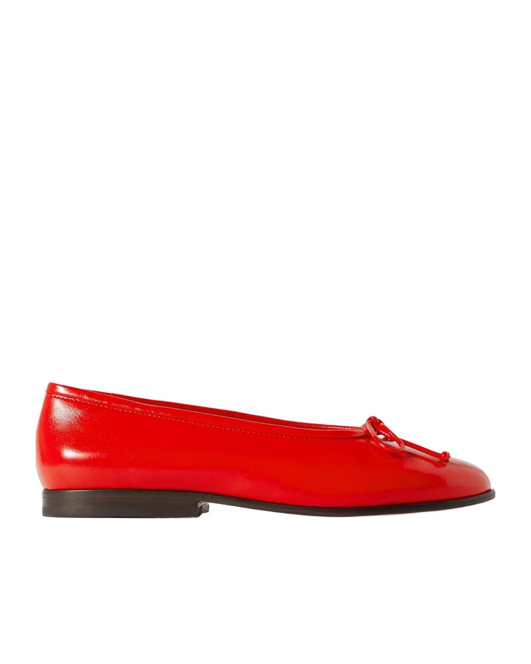 Loeffler Randall Red Bow-Detailed Patent-Leather Ballet Flats