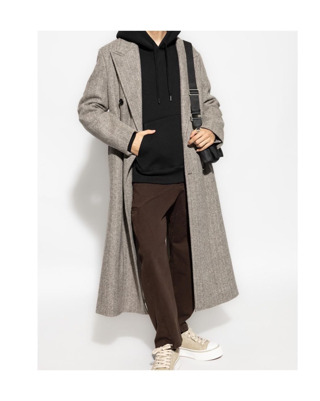 AMI Black Long-Sleeved Drawstring Hoodie for men